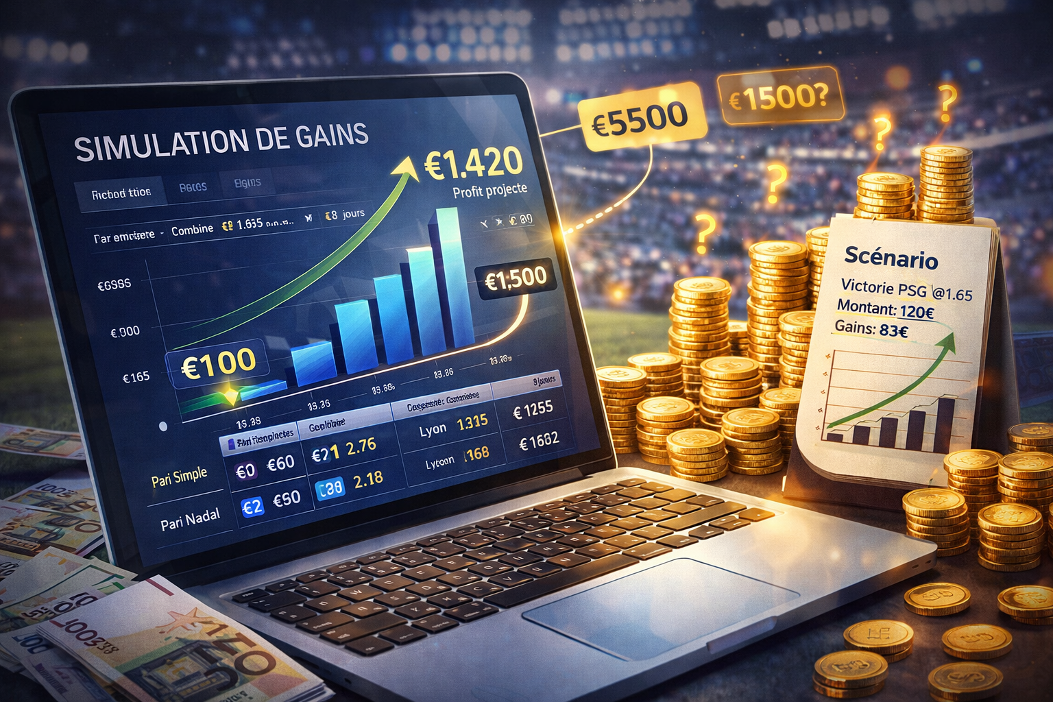 Graphique de projection de gains financiers